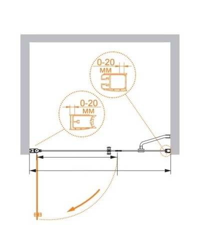 Душевая дверь распашная Cezares Elena 173 см прозрачное стекло ELENA-W-B-11-100+80-C-Cr