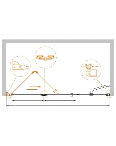 Душевая дверь складная Cezares Elena 160 см текстурное стекло ELENA-W-BS-13-60+50/50-P-Cr-R