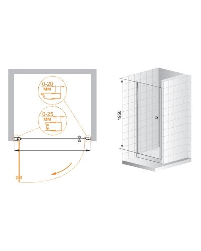 Душевая дверь распашная Cezares Triumph 70 см текстурное стекло TRIUMPH-D-B-1-70-P-Cr-R