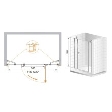 Душевая дверь распашная Cezares Elena 120 см текстурное стекло ELENA-W-B-13-30+60/30-P-Cr-L