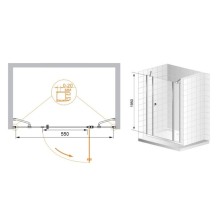 Душевая дверь распашная Cezares Elena 170 см текстурное стекло ELENA-W-B-13-60+60/50-P-Cr-R