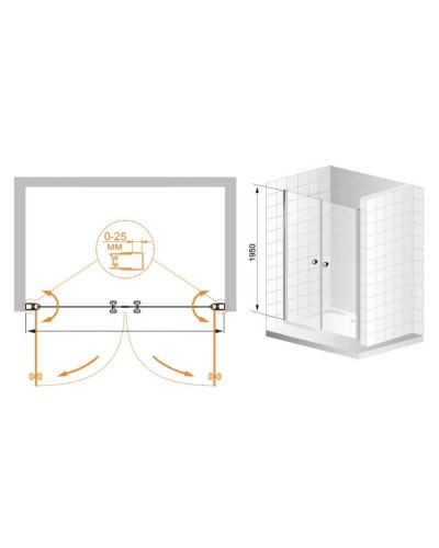 Душевая дверь распашная Cezares Elena 90 см прозрачное стекло ELENA-W-B-2-90-C-Cr