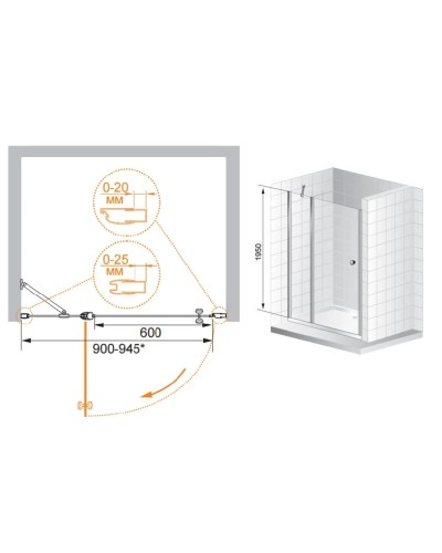 Душевая дверь распашная Cezares Triumph 90 см текстурное стекло TRIUMPH-D-B-12-90-P-Cr