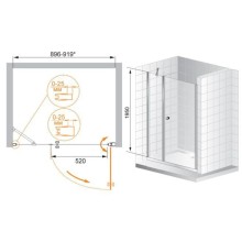 Душевая дверь распашная Cezares Triumph 90 см текстурное стекло TRIUMPH-D-B-11-30+60-P-Cr-R