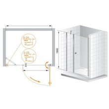 Душевая дверь распашная Cezares Triumph 185 см прозрачное стекло TRIUMPH-D-B-11-100+90-C-Cr-R
