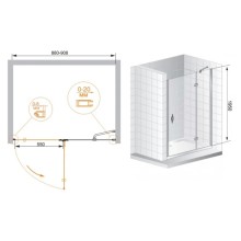 Душевая дверь распашная Cezares Bergamo 90 см текстурное стекло BERGAMO-W-B-12-90-P-Cr-R