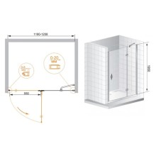 Душевая дверь распашная Cezares Bergamo 120 см текстурное стекло BERGAMO-W-B-12-120-P-Cr-R