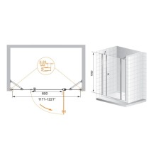 Душевая дверь распашная Cezares Triumph 120 см прозрачное стекло TRIUMPH-D-B-13-30+60/30-C-Cr-L