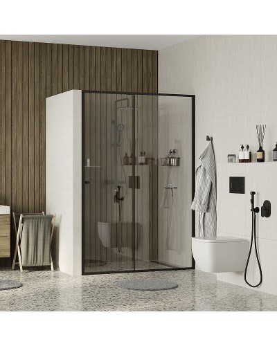 Душевая дверь WasserKRAFT Dill 120 61S05 профиль Черный матовый стекло прозрачное