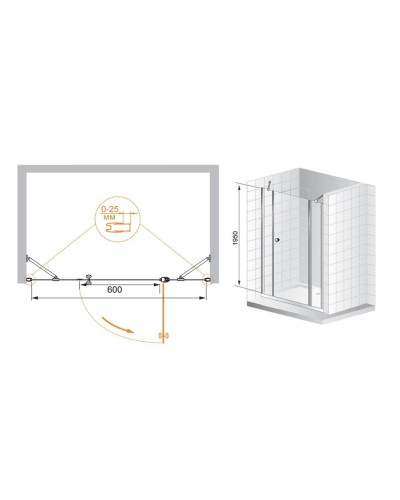 Душевая дверь распашная Cezares Triumph 150 см текстурное стекло TRIUMPH-D-B-13-60+60/30-P-Cr-L