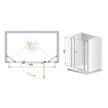 Душевая дверь распашная Cezares Triumph 195 см прозрачное стекло TRIUMPH-D-B-13-100+60/40-C-Cr-L