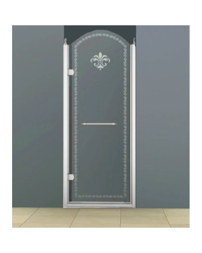 Душевая дверь распашная Cezares Retro 90 см прозрачное c матовым узором RETRO-A-B-1-90-CP-Cr-L