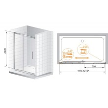 Душевая дверь раздвижная Cezares Premier-Soft 120 см прозрачное стекло PREMIER-SOFT-W-BF-1-120-C-Cr-IV