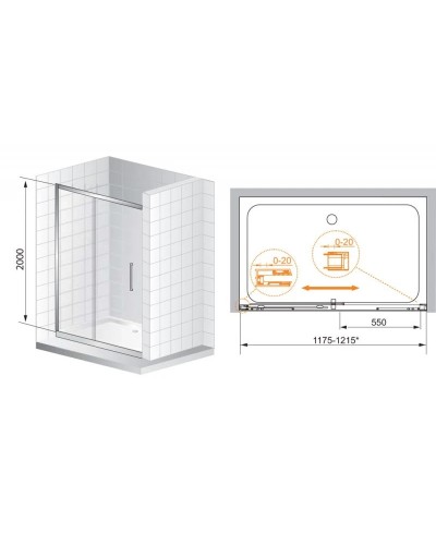 Душевая дверь раздвижная Cezares Premier-Soft 120 см прозрачное стекло PREMIER-SOFT-W-BF-1-120-C-Cr-IV