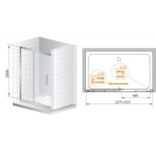 Душевая дверь раздвижная Cezares Premier-Soft 130 см прозрачное стекло PREMIER-SOFT-W-BF-1-130-C-Cr-IV