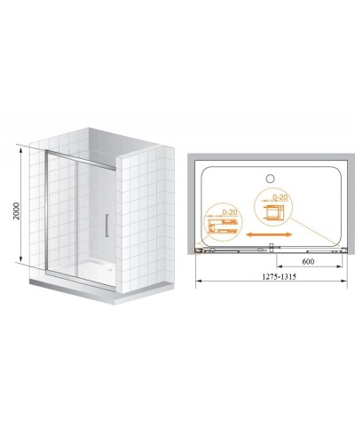 Душевая дверь раздвижная Cezares Premier-Soft 130 см прозрачное стекло PREMIER-SOFT-W-BF-1-130-C-Cr-IV