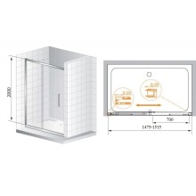 Душевая дверь раздвижная Cezares Premier-Soft 150 см прозрачное стекло PREMIER-SOFT-W-BF-1-150-C-Cr-IV