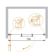 Душевая дверь распашная Cezares Retro 90 см прозрачное c матовым узором RETRO-A-B-1-90-CP-Br-L