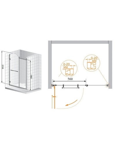 Душевая дверь распашная Cezares Retro 120 см матовое с прозрачным узором RETRO-A-B-11-120-PP-G-L
