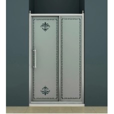 Душевая дверь раздвижная Cezares Retro 110 см матовое с прозрачным узором RETRO-A-BF-1-110-PP-Cr