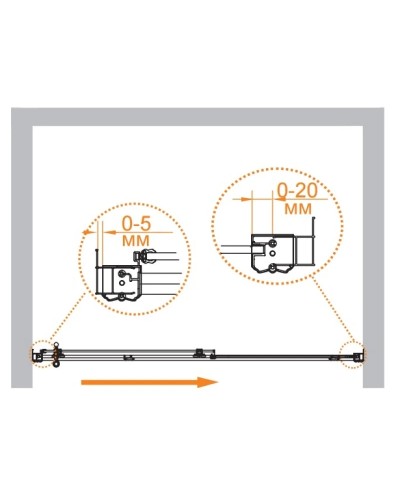 Душевая дверь раздвижная Cezares Retro 120 см прозрачное c матовым узором RETRO-A-BF-1-120-CP-Br