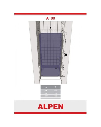 Душевая дверь распашная Alpen Alpina 80 см прозрачное стекло A100N-80