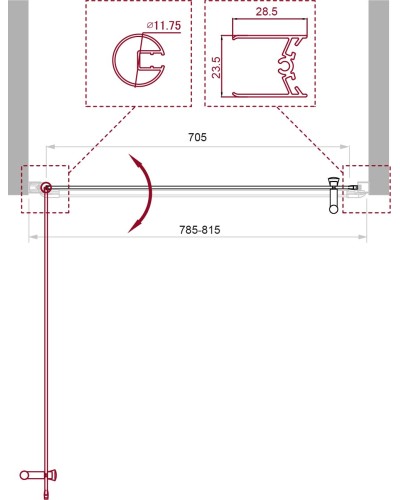 Душевая дверь в нишу BelBagno UNO-B-1-80-CH-Cr