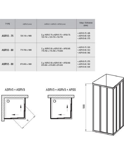 Душевая дверь Ravak Supernova ASRV3-80 15V40U02ZG профиль Сатин стекло Grape