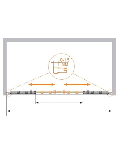 Душевая дверь раздвижная Cezares Pratico 160 см текстурное стекло PRATICO-BF-2-160-P-Cr
