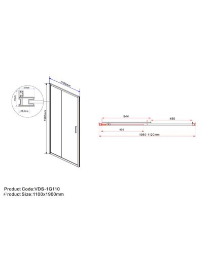 Душевая дверь Vincea Garda 110 VDS-1G110CL профиль Хром стекло прозрачное