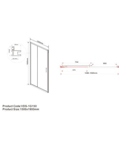 Душевая дверь Vincea Garda 150 VDS-1G150CL профиль Хром стекло прозрачное