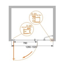 Душевая дверь в нишу Cezares ELENA-W-B-11-40+90-P-Cr-R профиль Хром стекло рифленое