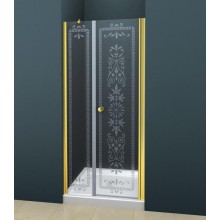 Душевая дверь в нишу Cezares ROYAL PALACE-A-B-11-100+90-CP-G профиль Золото стекло прозрачное с матовым узором