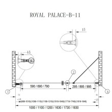 Душевая дверь в нишу Cezares ROYAL PALACE-A-B-11-100+90-CP-G профиль Золото стекло прозрачное с матовым узором