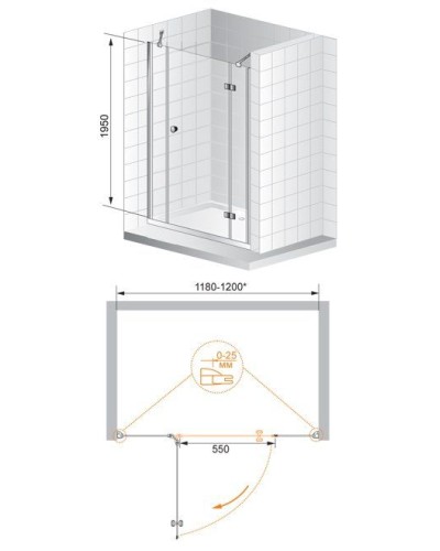 Душевая дверь в нишу Cezares Verona B-13 140 VERONA-W-B-13-40+60/40-P-Cr-R профиль Хром стекло текстурное