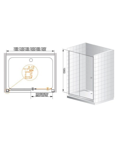 Душевая дверь в нишу Cezares ANIMA-W-BF-1-140-C-Cr профиль Хром стекло прозрачное