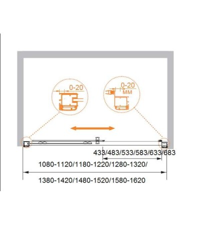Душевая дверь в нишу Cezares ANIMA-W-BF-1-160-C-Cr профиль Хром стекло прозрачное
