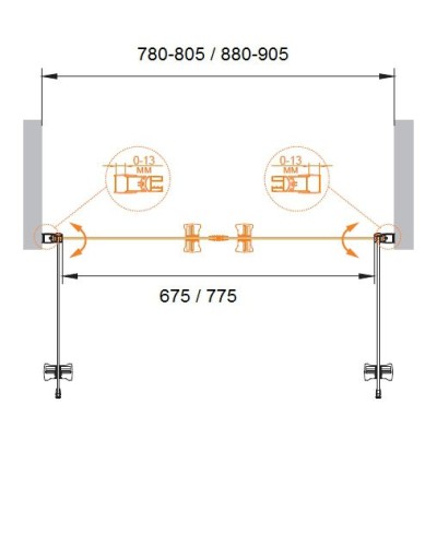 Душевая дверь в нишу Cezares ECO-O-B-2-90-C-Cr профиль Хром стекло прозрачное