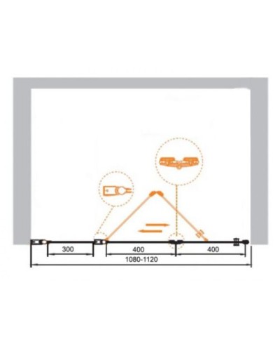 Душевая дверь в нишу Cezares Elena W-BS-13 110 ELENA-W-BS-13-30+40/40-C-Cr профиль Хром стекло прозрачное