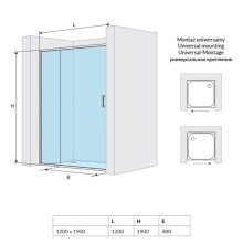Душевая дверь раздвижная 120 см прозрачное стекло Excellent 201 KAAC.1805.1200.LP