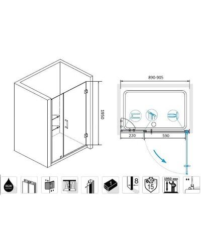 Душевая дверь RGW Hotel HO-012-B 90 350601209-14 профиль Черный стекло прозрачное