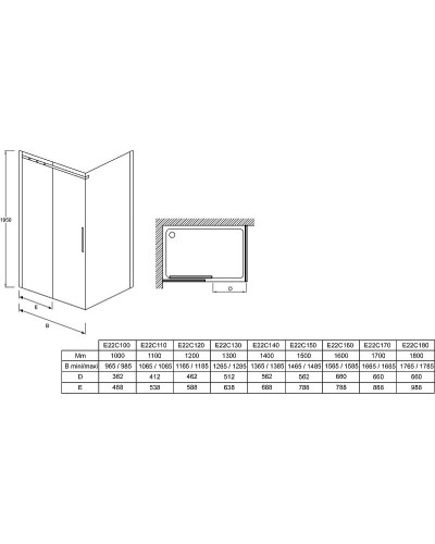 Душевая дверь Jacob Delafon Contra Black 120 E22C120-BL профиль Черный стекло прозрачное