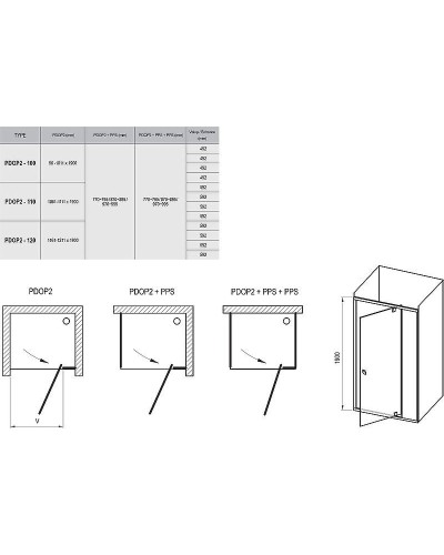 Душевая дверь Ravak Pivot PDOP2-100 03GA0300Z1 профиль Черный стекло Transparent