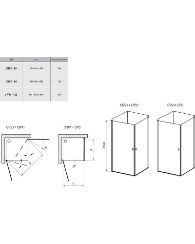 Душевая дверь Ravak Chrome CRV1-100 1QVA0C01Z1 профиль Хром стекло Transparent