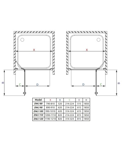 Душевая дверь Radaway Torrenta DWJ 110 R каррэ