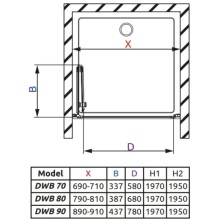Душевая дверь Radaway EOS DWB 70 L прозрачное