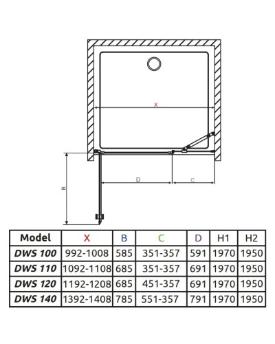 Душевая дверь Radaway EOS DWS 100 L прозрачное