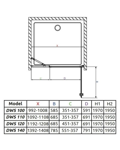Душевая дверь Radaway EOS DWS 140 R прозрачное