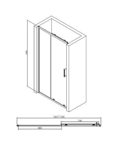 Душевая дверь Abber AG30170B 170x190 профиль Черный стекло прозрачное