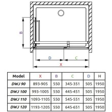Душевая дверь Radaway Carena DWJ 90 L прозрачное